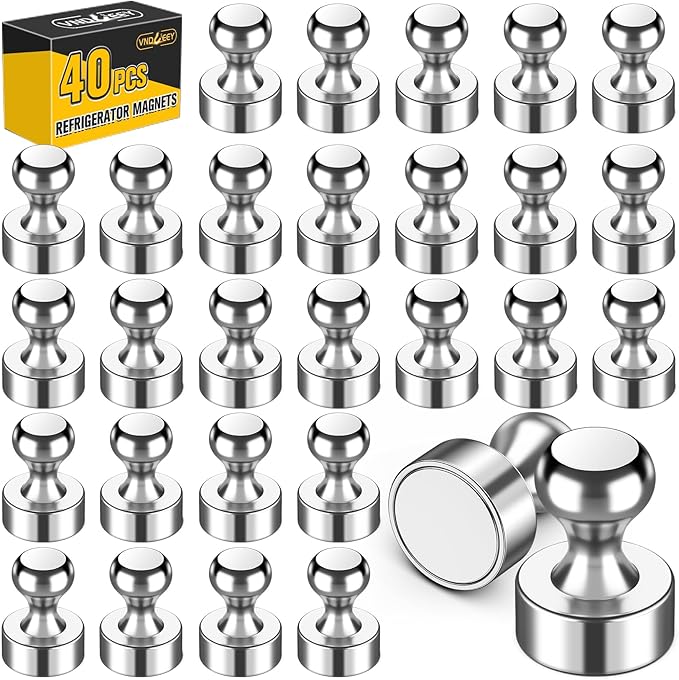 40 Pcs Fridge Magnets, Refrigerator Magnets, Small Strong Magnets, Whiteboard Magnets for Fridge, Magnetic Push Pins for Locker, Kitchen Decor and Accessories, Office, Classroom Organization