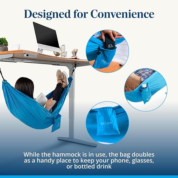 UPLIFT Desk Under Desk Hammock – Hammock for Office, Ergonomic Office Supplies Perfect for Rest & Relaxation, Durable and Easy to Use (Blue)
