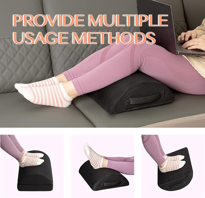 Ximoon Foot Rests for Under Desk at Work, Adjustable Foot Stool Pillow with Handle Non-Slip Bottom Ergonomic Under Desk Footrest for Home, Office, Gaming to Relieve Lumbar, Back and Knee Pain