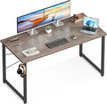 Casaottima 48 Inch Small Computer Desk for Home Office, Study Writing Table for Small Spaces, Simple Modern Desk with Headphone Hooks, Grey Oak