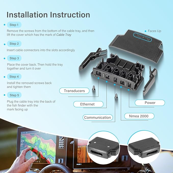 740184-1 Helix Cable Collector Tray (HCCT) Fit for Humminbird Helix8/9/10/12 Series Fish Finders All Models, Cable Secure, Quick Attachment/Removal