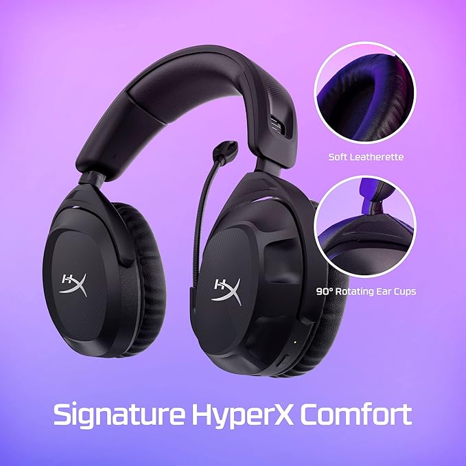 HyperX Cloud Stinger 2 - Wireless Gaming Headset – Compatible with PC. Noise-Cancelling Swivel-to-Mute Microphone, Comfortable Memory Foam, UP to 20 Hours of Battery Life (Renewed) - Grade A
