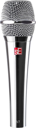 SE ELECTRONICS V7 Dynamic Microphone for Singing, Speech & Studio Recording - XLR Handheld Professional Microphone with Supercardioid Aluminum Voice Coil for Huge Gain Before Feedback - Chrome