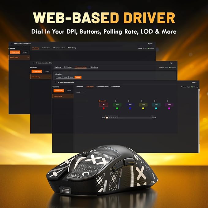 MAGIC-REFINER X2 Superlight Wireless Gaming Mouse,BK3633 Tri-Mode BT/2.4G Wireless/Wired Mouse with Grip Tape,25000DPI,1000Hz Polling Rate,500mAh,Large Size,5 Programmable Buttons for Pc/Mac,Black PRO