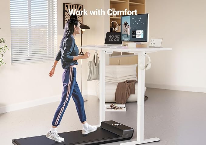 YDN Electric Standing Desk Adjustable Height, Stand up Desk with Cable Management, Home Office Desks with Splice Board & Frame, 48 x 24 Inches, Warm White