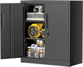 Greenvelly Metal Storage Cabinet with Doors and Shelves, 36” Lockable Storage Cabinet for Office, Metal Utility Cabinet Garage Cabinets, Lockable File Cabinet for Home Office, Garage, Kitchen, Black