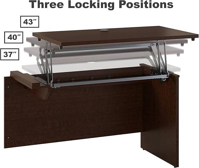 Bush Business Furniture Series C 72W x 30D 3 Position Sit to Stand L Shaped Desk with Hutch and Mobile File Cabinet in Mocha Cherry