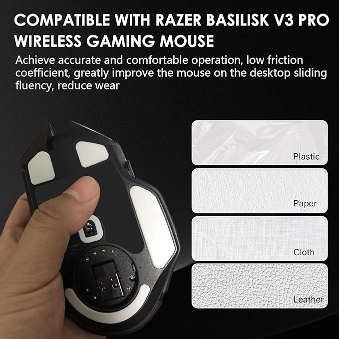 2 Pack V3 Pro Wireless Gaming Mouse Feet Sliding Stickers, Mice Glass Skates Pad, Replacement Glide Stickers for Smooth Control and Precision on Any Gaming Surface (Glide Mice Skates, PTFE)