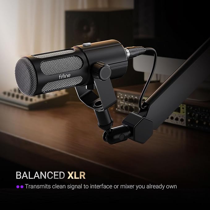 FIFINE Podcast Microphone, USB/XLR Vocal Dynamic Microphone for Streaming, Recording, Broadcast, Content Creator, Studio Microphone for PC with Mute Button, Headphone Monitoring-AmpliTank TANK6