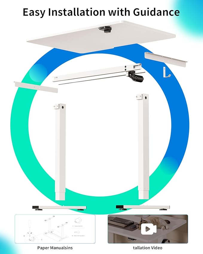 BIZUM 35.4" Small Electric Standing Desk Height Adjustable, Whole Piece Stand Up Computer Desk Work Study Writing Gaming Desks for Home Office White