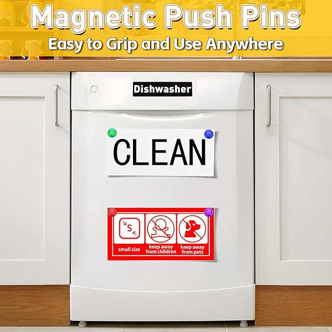 24 Pcs Fridge Magnets, Refrigerator Magnets, Small Strong Magnets, Whiteboard Magnets for Fridge, Magnetic Push Pins for Locker, Kitchen Decor and Accessories, Office, Classroom Organization