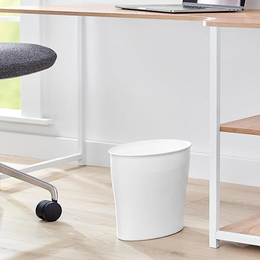 iDesign Small Oval Trash Can - Ideal for Bathroom or Home Office - Set of 2 - White - Made in USA