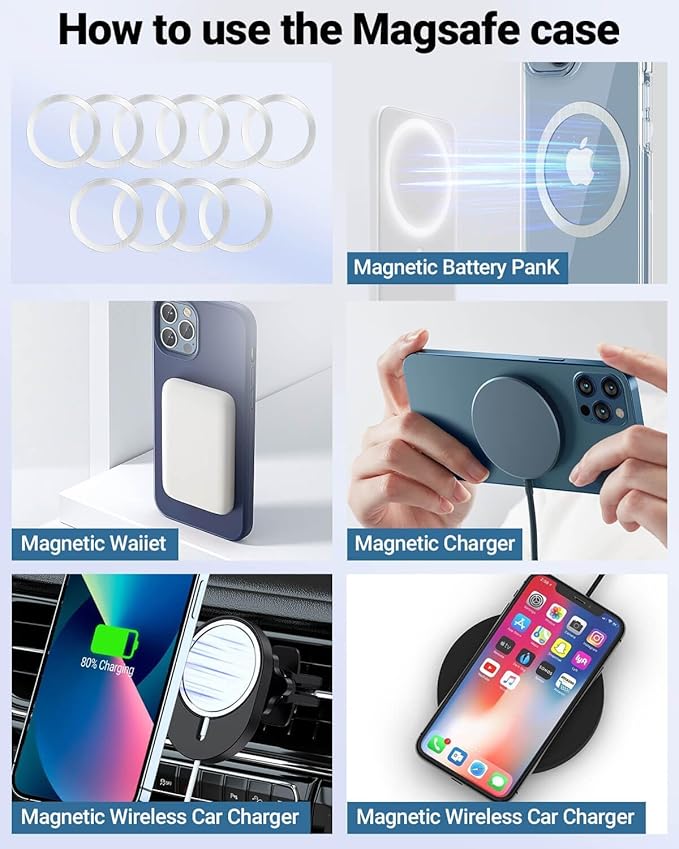 KALAPOP for Magsafe Sticker Magnet - 10 PCS, Ultra-Thin(0.4mm), Compatible with iPhone 17/Air/16/15/14/13/12 Series,mag Safe Charger, for Apple Wallet Magsafe - Silver