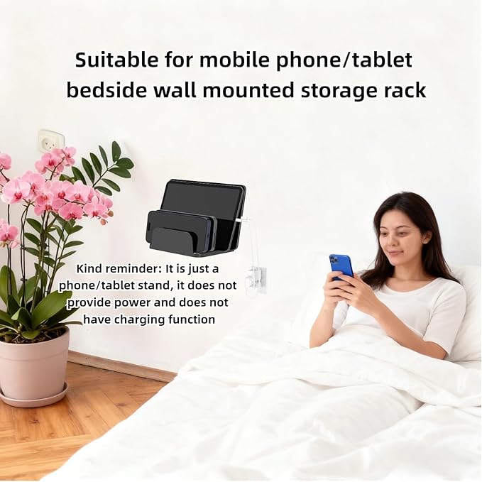 Wall Mounted Mobile Phone Storage Manager, Capable of Accommodating up to Four Phones or Tablets at a time, Compatible with Tablets, ipads, Kindle Wall Mounted Storage Racks. (Black)