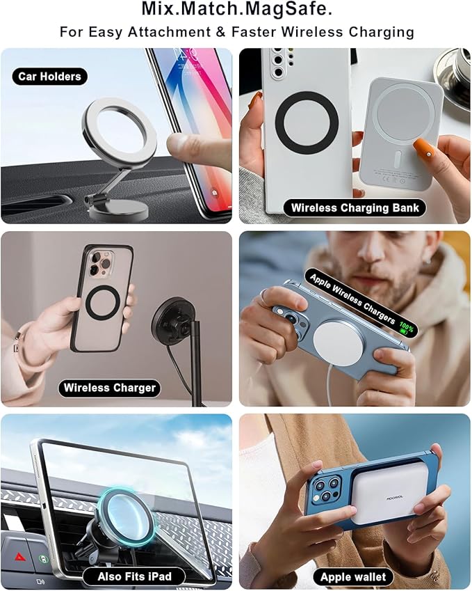 KALAPOP for Magsafe Magnetic Ring,2 Pack- Compatibile with MagSafe Accessories/Charger/Mount/Wallet/Case/Kindle for iPhone 17/Air/16/15/14/13/12/11, Pixel 9, Samsung Galaxy Z Fold/Z Flip/S