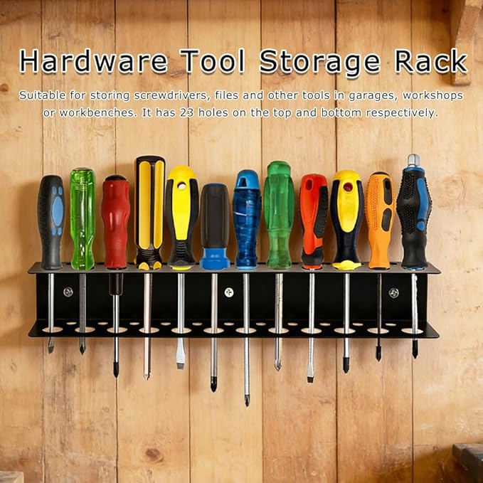 Screwdriver Organizer Wall Mount, Heavy Duty Metal Utility Storage Rack Storage Peg Board Hand Tools Organizer Screw Driver Holder Suitable Garages Homes Workshops Sheds