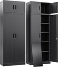 BESFUR Metal Storage Cabinet 87" H,Tall Locking Storage Cabinets with Top Cabinet and 4 Adjustable Shelves for Home Office, Garage,School, Apartment, Warehouse, Utility Room，Black