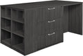 Regency Legacy Stand Up Desk/ 3 Lateral File Quad with Bookcase End- Ash Grey