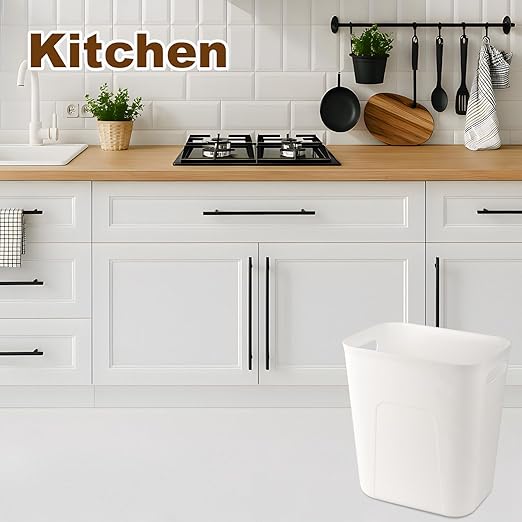 UUJOLY Small Bathroom Trash Can with Trash Bag Wastebasket Garbage Can for Bathrooms, Laundry Room, Kitchens, Offices, Kids Rooms, Dorms, 3.5 Gallons, 3 Pack (White)