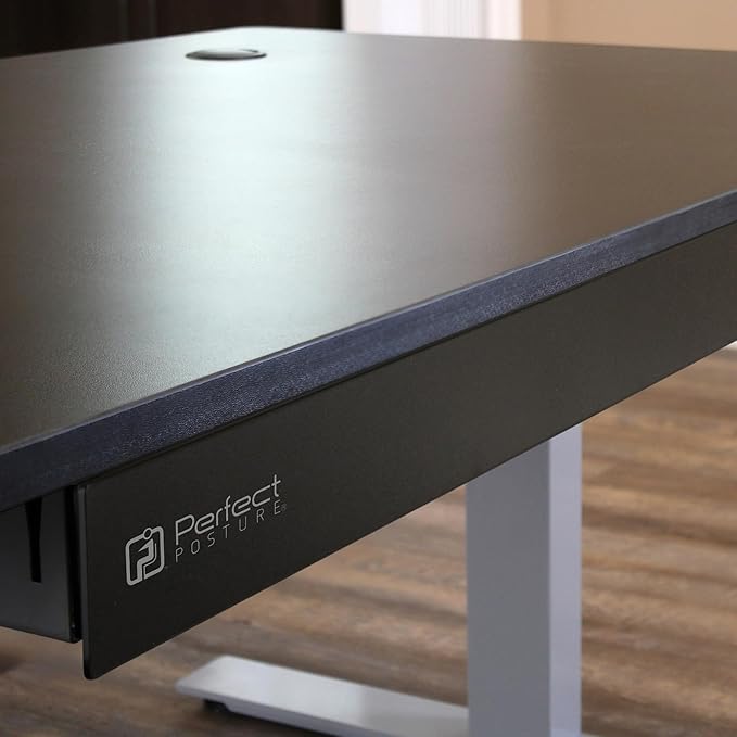 PERFECT POSTURE Under Desk Storage Drawer With Lock – Slim Pen & Pencil Drawer for Regular & Sit-Stand Standing Desks, Black (33” x 7.5”)