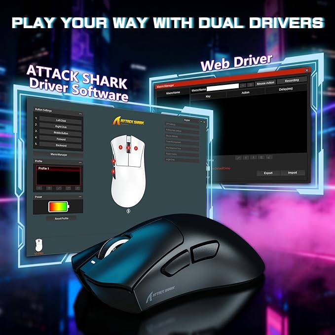 ATTACK SHARK V3 PRO Wireless Esports Gaming Mouse with Magnetic Charging Dock:62g Lightweight-1K Polling-25K DPI-PAW3311 Sensor,Wired/BT/2.4Ghz Programmable,BK52820 IC for PC Mac Laptop Gamer(Black)
