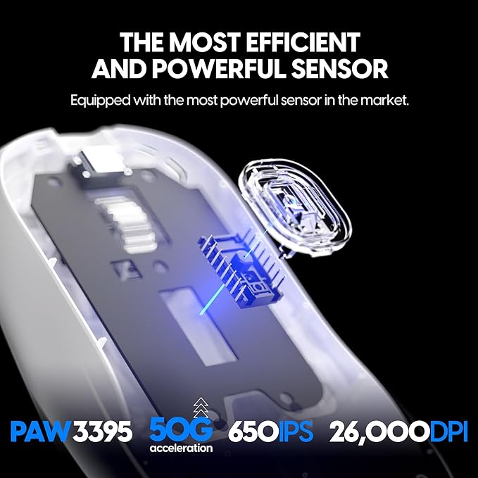 Pulsar Gaming Gears - X2H eS Wireless Gaming Mouse, Limited Edition, Symmetrical, Optical Switch, OLED Display, PAW3395 Sensor, 100H Battery, 4K dongle Included (Medium, White) (Renewed)