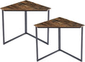 VECELO Corner Desk,Office Tables for Living Room for Small Space Triangle Computer Desk with Steel Frame Corner Shelves with Metal Frame Writing Desk for Workstation Classic Brown 33.1" 2 Set