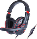 ENHANCE GX-H5 Gaming Headset with Microphone - Universal Gaming Headset for PS4, PS5, Xbox, PC, Switch with Adjustable Headband, Volume Controller, USB Sound-Isolating Earcups, Splitter Cable (Red)