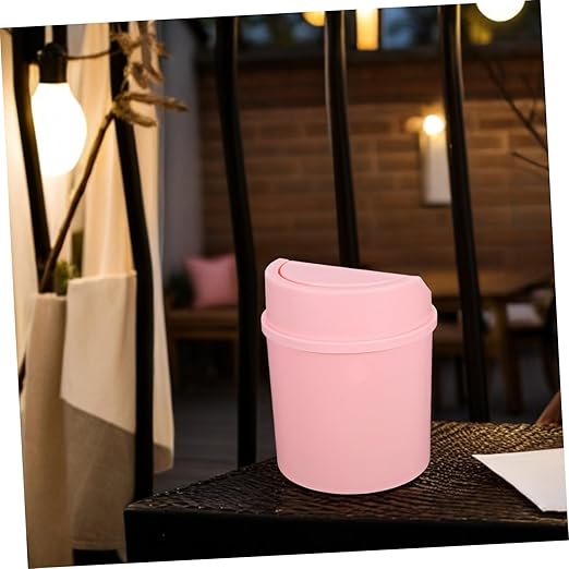 Slim Mini Desktop Trash Can Small Waste Bin Desk Top Garbage Can Swing Lid for Home