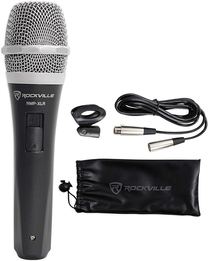 Rockville RMP-XLR Dynamic Super Cardioid Microphone, 10ft XLR Cable, Rugged Plastic Body, Clear Sound, M-06 Cartridge, for Vocals and Instruments