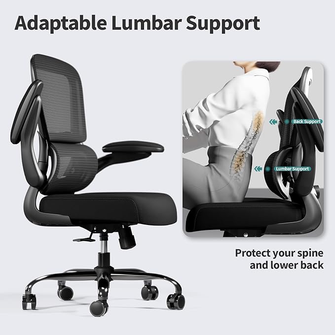 TRALT Office Chair - Ergonomic Desk Chair with Adjustable Lumbar Support, Mesh Computer Chair, Executive Chairs for Home Office Comfortable Lumbar Support Black Pack of 8