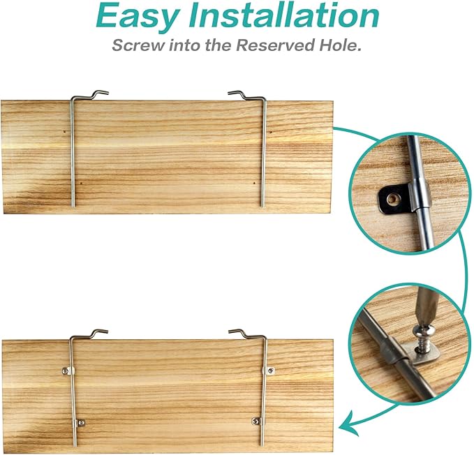 Pegboard Shelves, 16" x 6" Large Peg Board Racks 2Pack Wall Organizer Shelf, 1/4 inch Heavy Duty Metal Brackets Fit All Pegboards, Wood Slats, Craft Garage Workbench Office Shelving Accessories (Wood)