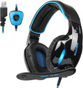 SADES SA902 7.1 USB Surround Sound PC Headsets Over-Ear Gaming Headphones with Microphone LED Light