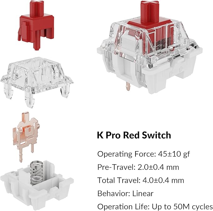 Keychron C1 Pro Wired Custom Mechanical Keyboard, TKL Layout QMK/VIA Programmable OEM Profile Double-Shot PBT Keycaps White LED Backlight with K Pro Red Switch for Mac Windows Linux