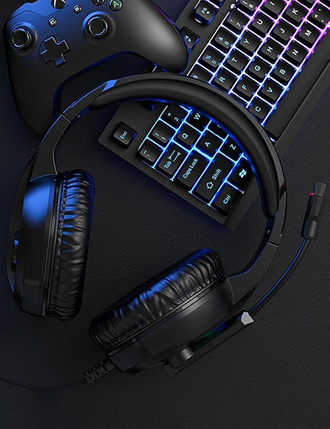 ZIUMIER Gaming Headset with Microphone, Compatible with PS4 PS5 Xbox One PC Laptop, Over-Ear Headphones with LED RGB Light, Noise Canceling Mic, 7.1 Stereo Surround Sound
