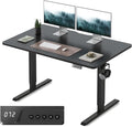 Cubiker Standing Desk, 55x28 Inches Sit Stand Home Office Desk, Electric Stand up Desk, Adjustable Desk with Splice Board, Black Frame/Black Top