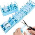18 Strips Tape Dispenser, Blade-Free Tape Holder Cutting for Fast Christmas Gift Wrapping, Handmade,Crafts and Packaging Works with Standard, Washi & Double-Sided Tape (Blue)