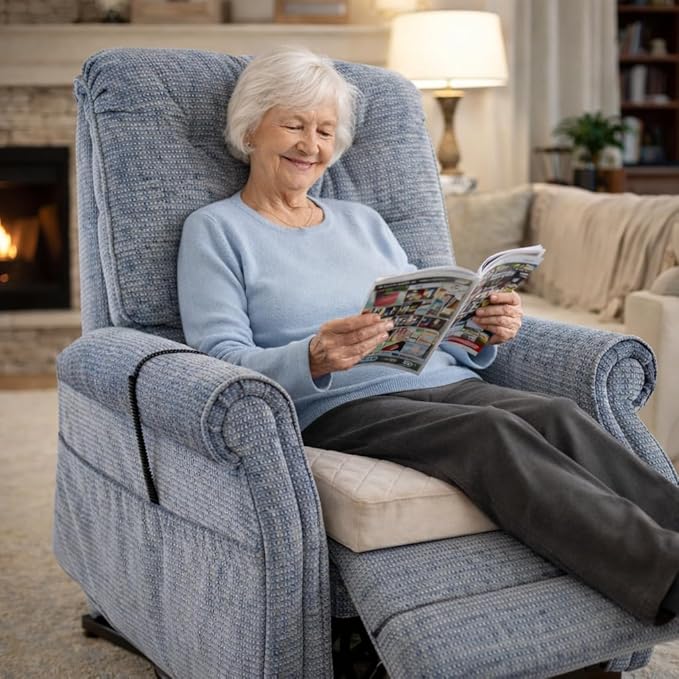 Medium-Soft 20x20x3 Memory Foam Recliner Chair Seat Cushion for Long Sitting - Armchair Pad with Washable Velvety Cover with Waterproof Layer & Non-Slip Base for Seniors & Elderly - Beige