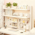 Clamp On Desk Shelf Organizer with Pegboard Desk Hutch Dorm with Storage Bookshelf Desk Top Organizer Shelf Multi-Purpose White & Black Desktop Shelves & Office Shelves (White, W - 31.5")