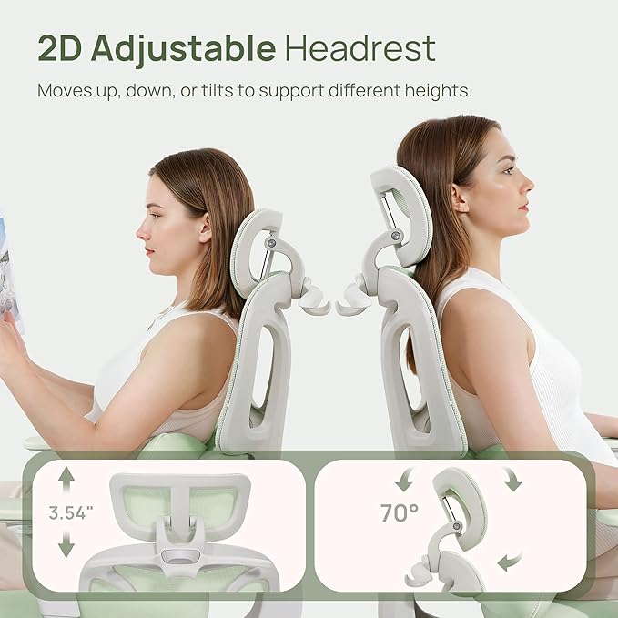 CabLady S1 Petite Ergonomic Home Desk Chair with Footrest and Headrest, High Back Fixed Lumbar Support with Detachable Pillow, Reclining Cute Office Chair for Women & Girls, 300 LBS Capacity