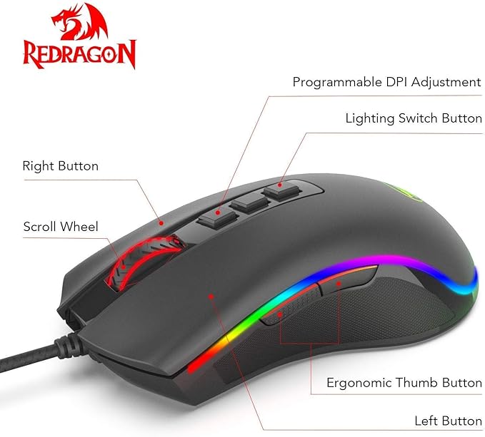 Redragon M711 Cobra RGB Optical Gaming Mouse Black