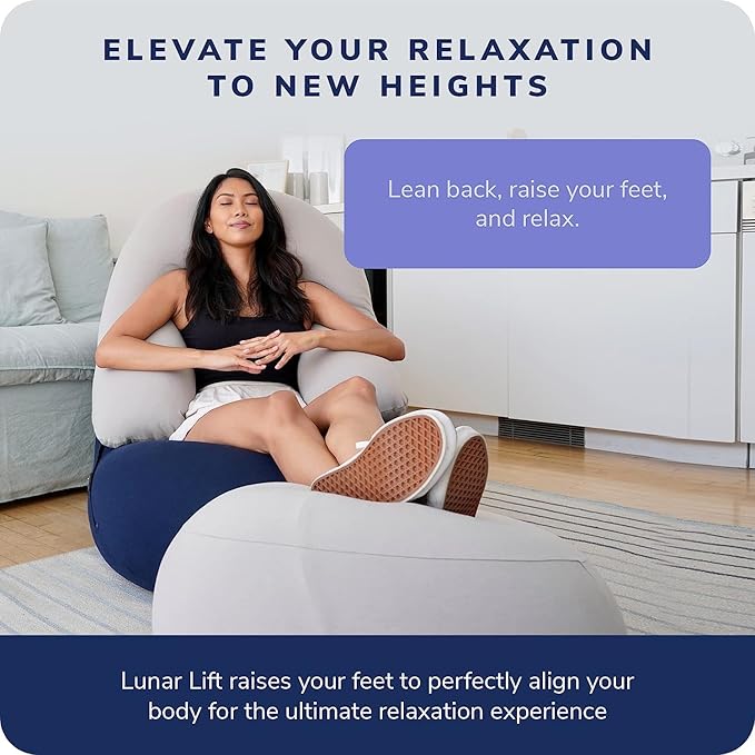 Moon Pod Lunar Lift Footrest for Bean Bag Chair - 20" x 8" Zero-Gravity Micro-Bead Stuffed for Stress, Relaxation & Comfort for Circulation (Gray)