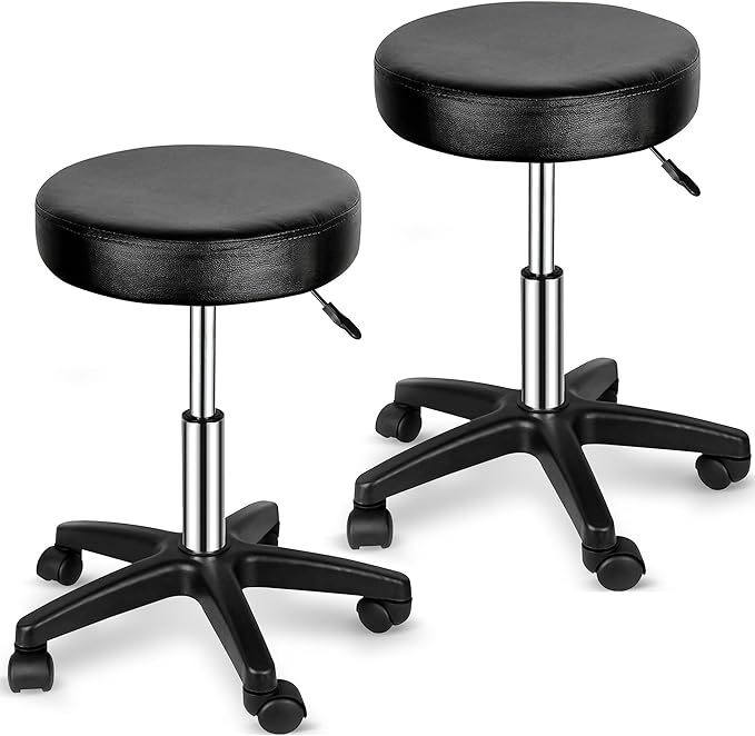 Nova Microdermabrasion Rolling Stool with Wheels Swivel Salon Stool Adjustable Drafting Tattoo Office Chair for Massage Bar Kitchen Spa Shop with Thick Cushion