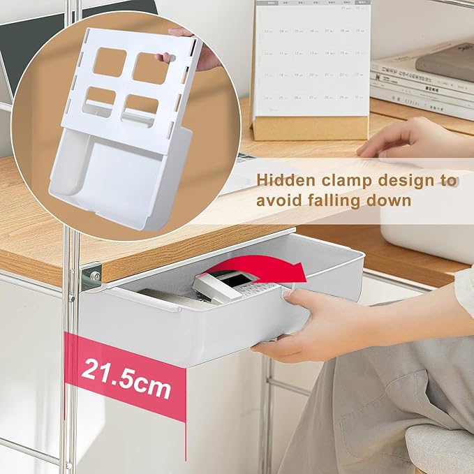 FRETONBA Large Under Desk Drawer Slide Out Organizer, Self-Adhesive Hidden Under Table Storage Drawer, Desk Drawer Attachment for Home Office Kitchen, White