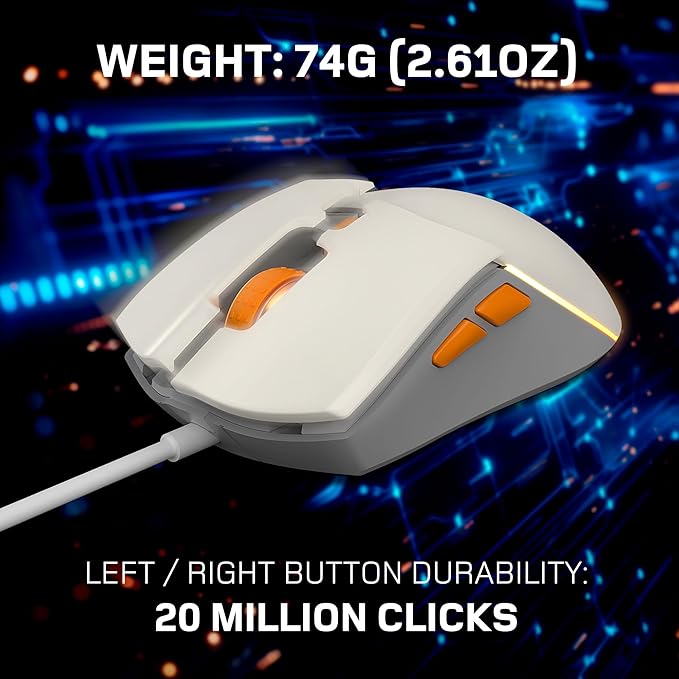 EVO Wired Gaming Mouse - Multizone RGB Lighting - Pixart Sensor - Ultra Lightweight Parachord Cable