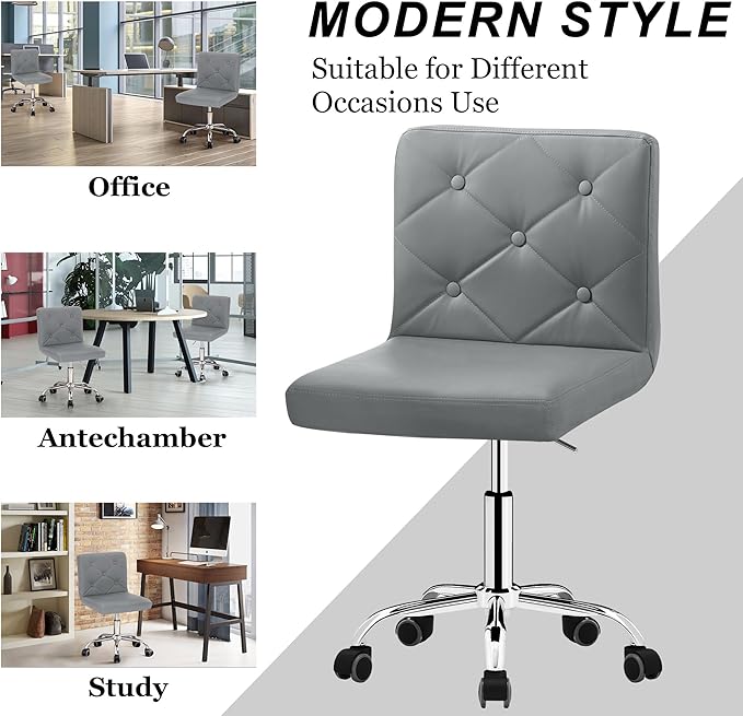 VECELO PU Leather Armless Desk Chair – Gray