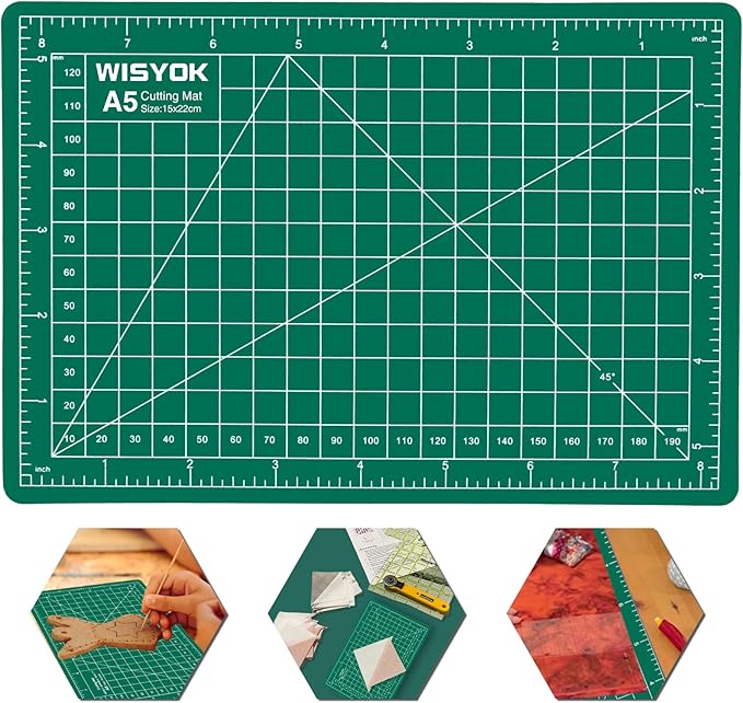 WISYOK 6" x 8" A5 Craft Mat, Small Rotary Cutting Mat for Sewing, Fabric, Ideal for DIY Crafts