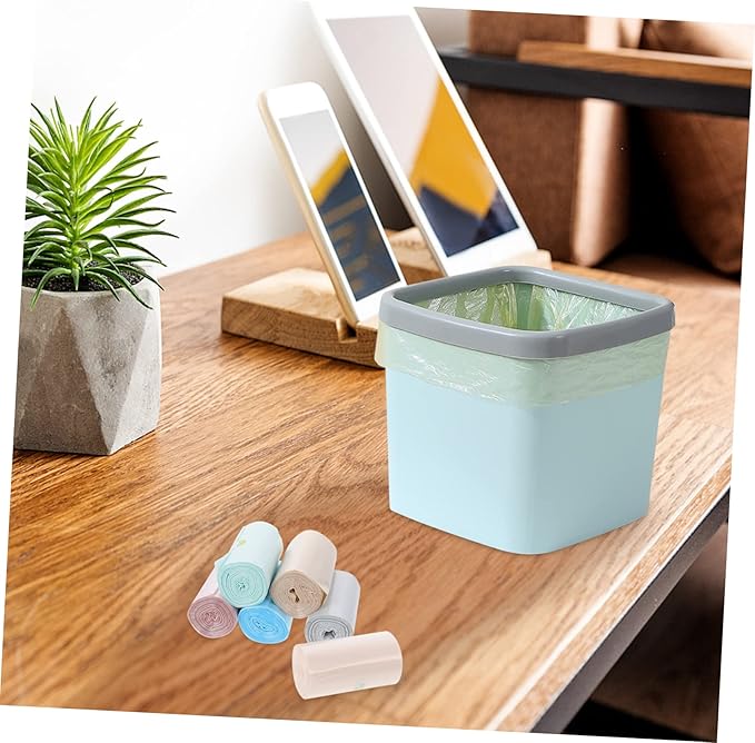 GALPADA Desktop Trash Can 180 Disposable Garbage Bags Portable Rubbish Bin for Office Home and Kitchen Slim Design for Compact Spaces