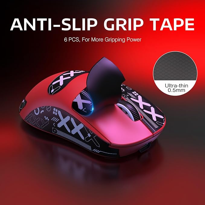 ATTACK SHARK X3 Lightweight Wireless Gaming Mouse with Tri-Mode 2.4G/USB-C Wired/Bluetooth,26K DPI, PAW3395 Optical Sensor,Kailh GM8.0 Switch,5 programmable Buttons for PC/Win/Mac(Red+Stickers)