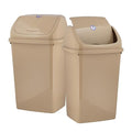 Superio Kitchen Trash Can 13 Gallon with Swing Lid, Plastic Garbage Can Outdoor and Indoor, Large 52 Qt Recycle Bin and Waste Basket for Home, Office, Garage, Patio, Restaraunt (Beige, 2 Pack)
